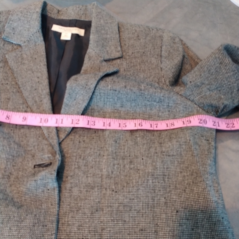 Appleseed's Petite 100 Silk black Tweed Blazer Jacket 10P - Picture 5 of 12